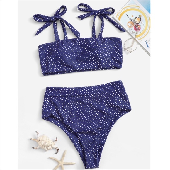 Other - FLASH SALE 🎉 Blue Dot High Bikini Swimsuit